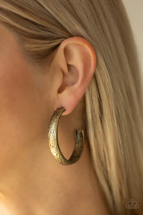 Rustic Revolution - Brass Earrings