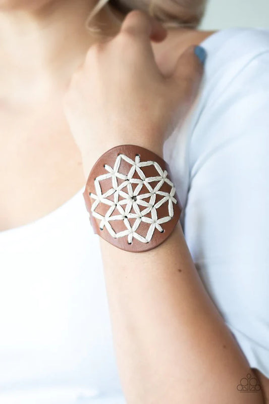 A Cross-Stitch In Time - Brown Bracelet