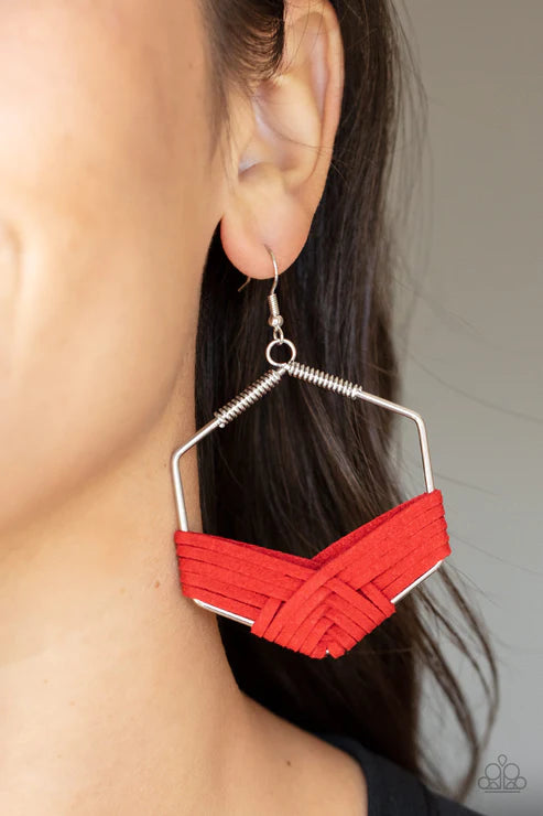 Suede Solstice - Red Earrings