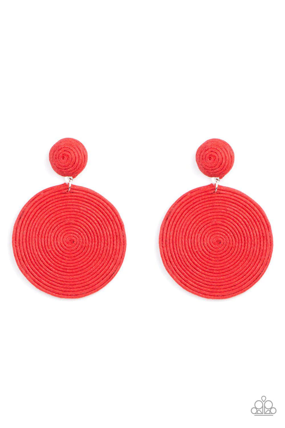 Circulate The Room Red Woven Post Earrings