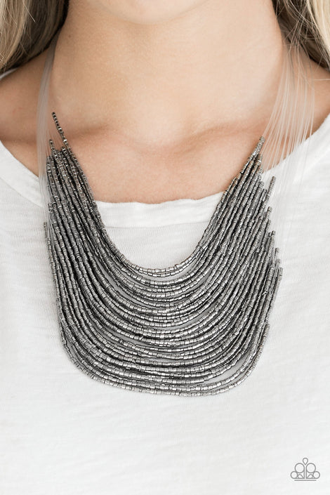 Catwalk Queen - Black/Gunmetal Necklace