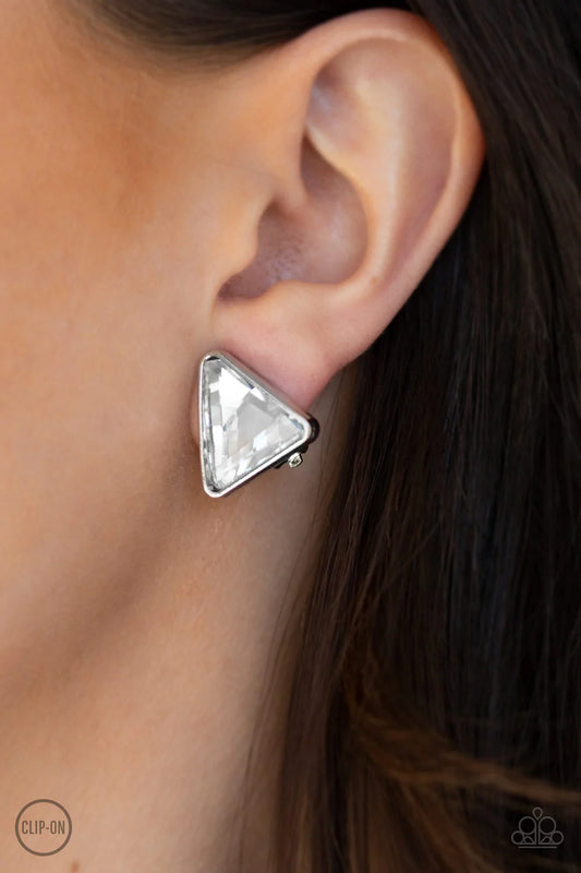 Timeless In Triangles - White Clip-On