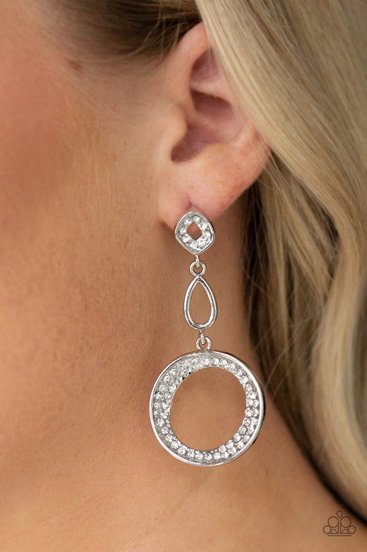 On The Glamour Scene - White Post Earrings