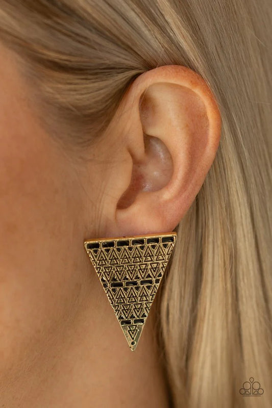 Terra Tricolor - Brass Post Earrings