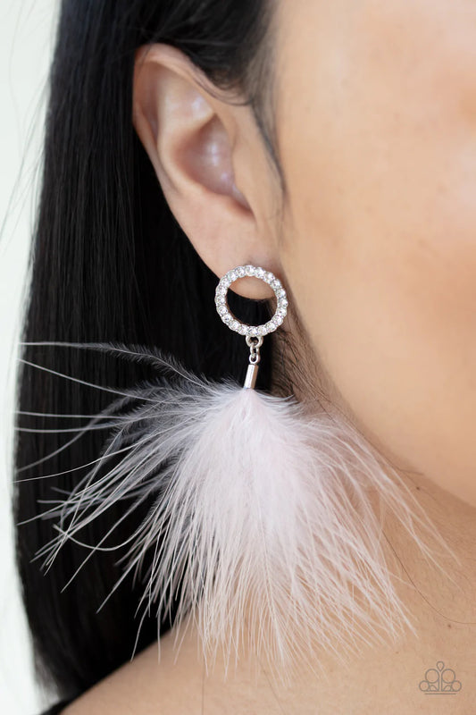 BOA Down - White Post Earrings