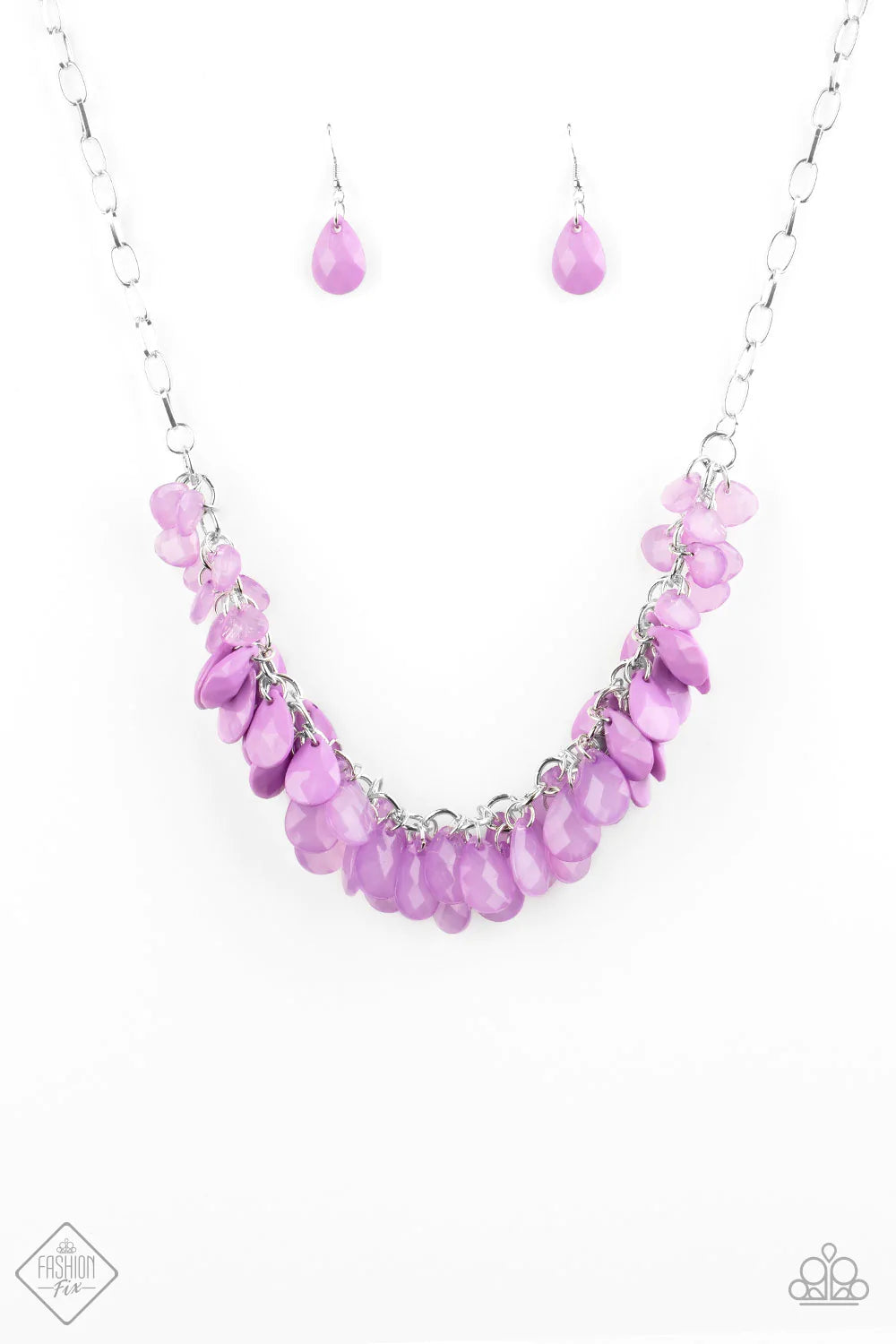 Colorfully Clustered - Purple Necklace
