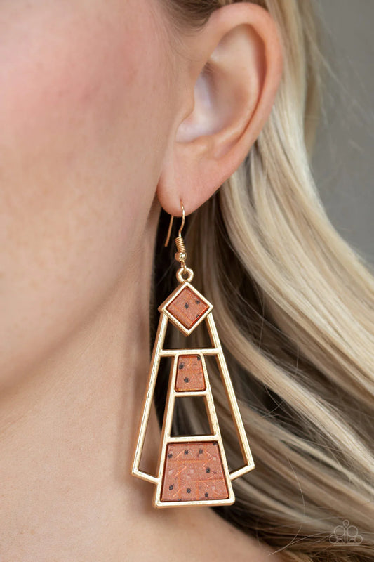 Retro Minimalist - Brown Earrings