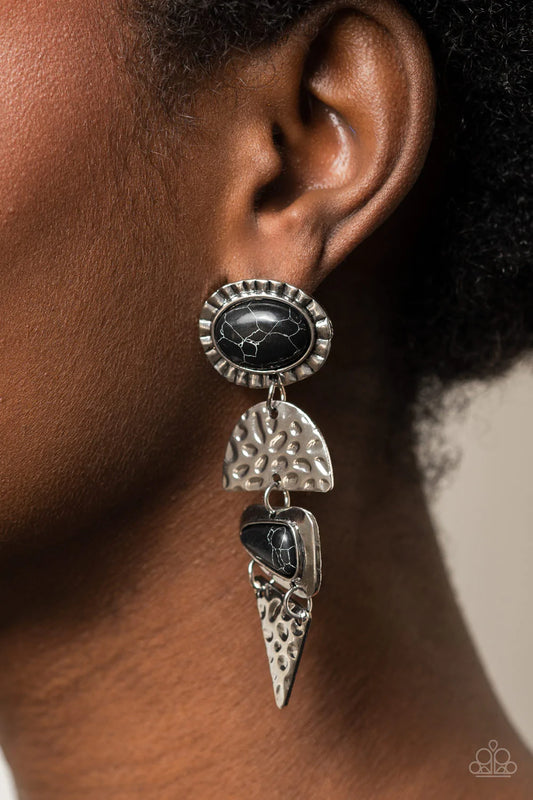 Earthy Extravagance - Black Post Earrings