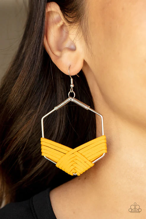 Paparazzi Suede Solstice Yellow Earrings