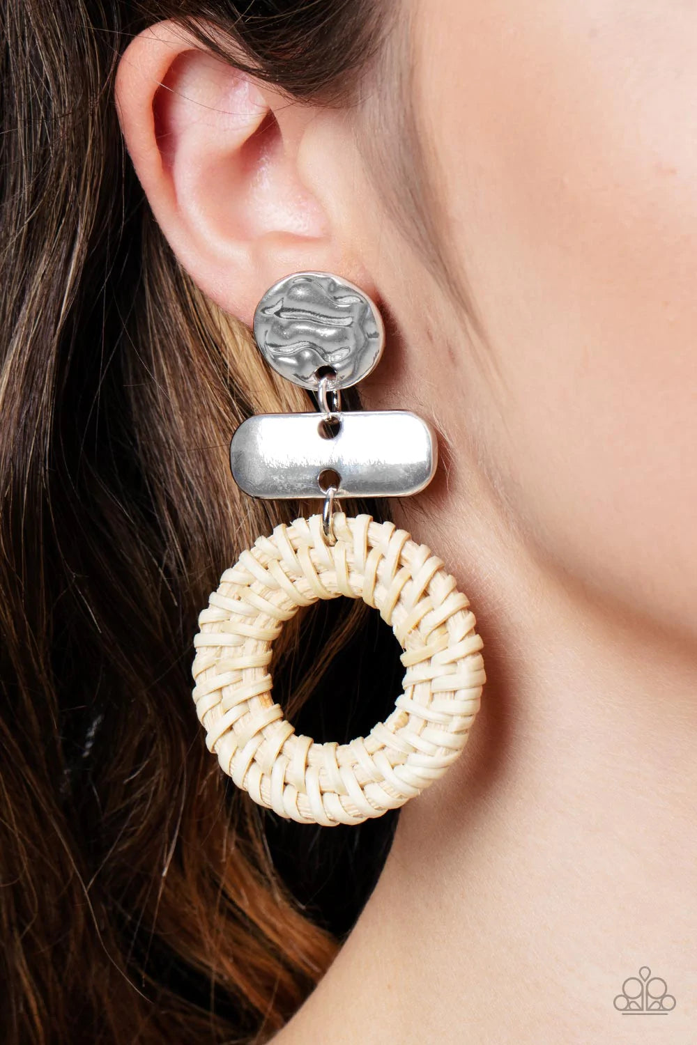 Woven Whimsicality - White Post Earrings