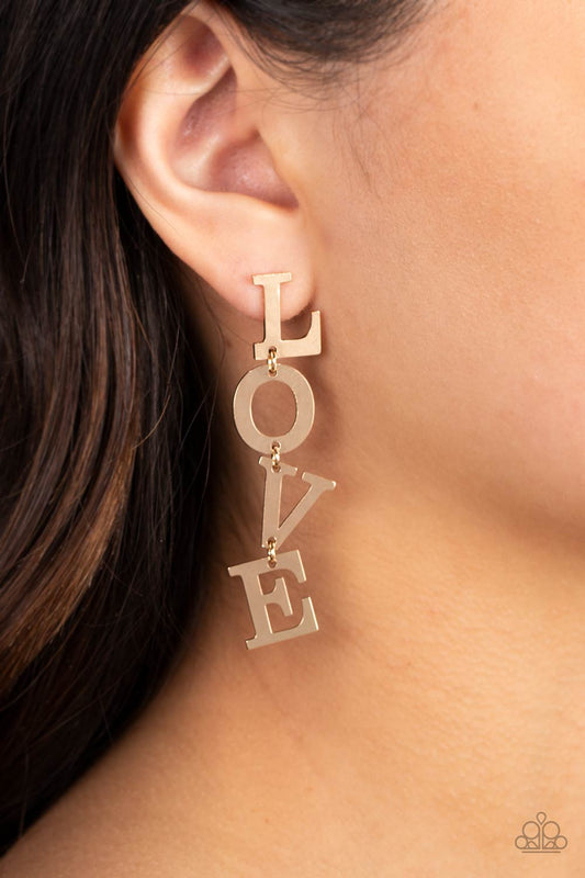 L-O-V-E - Gold Post Earrings