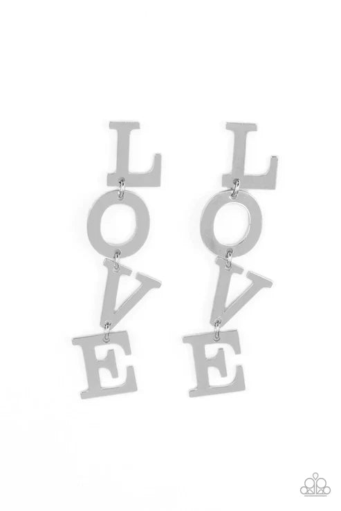 L-O-V-E - Silver Post Earrings
