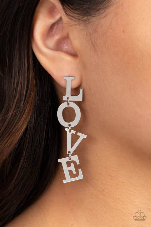 L-O-V-E - Silver Post Earrings