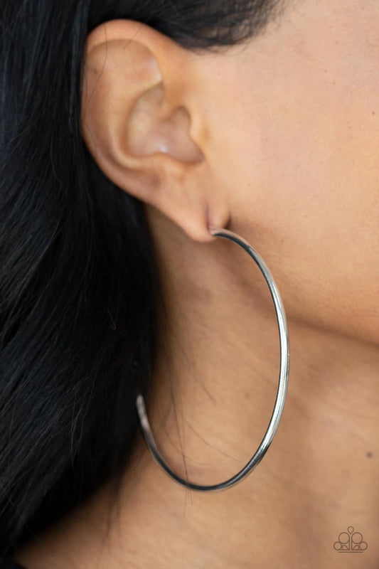 Mega Metro Silver Post Hoop Earrings