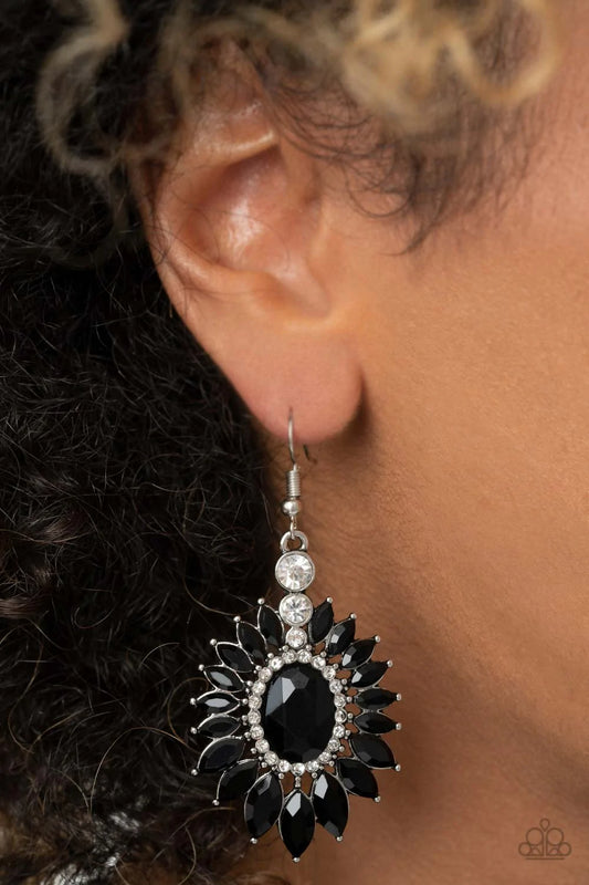 Big Time Twinkle Black and White Rhinestone Earrings