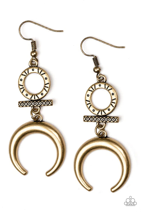 Majestically Moon Child - Brass Earrings