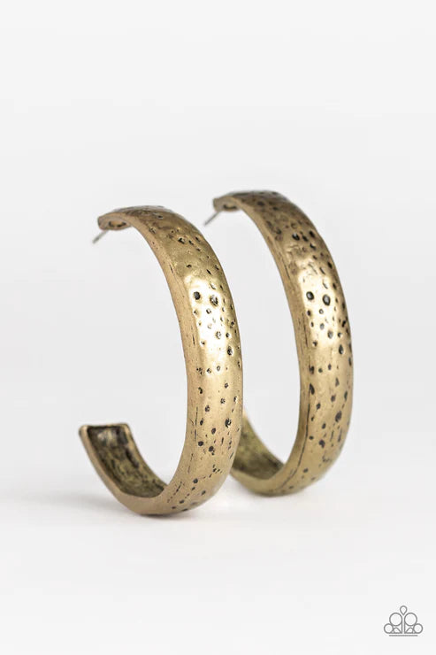Rustic Revolution - Brass Earrings