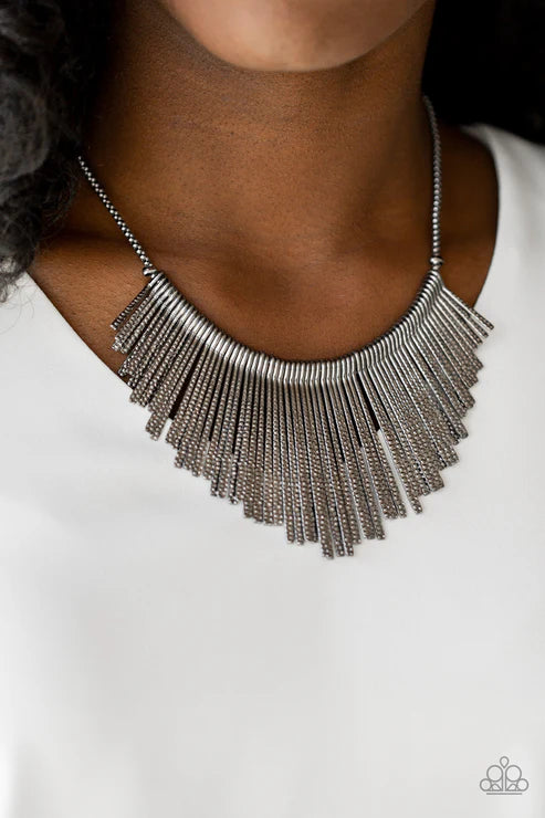 Metallic Mane - Black Necklace