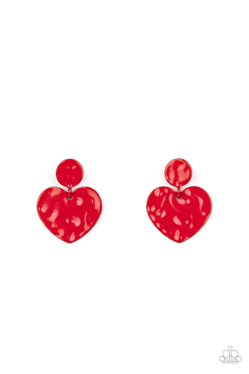 Just a Little Crush - Red Post Earrings