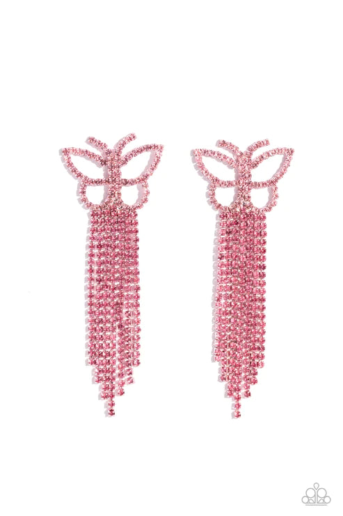 Billowing Butterflies - Pink Post Earrings