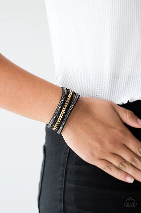 Rollin In Rhinestones - Black Bracelet