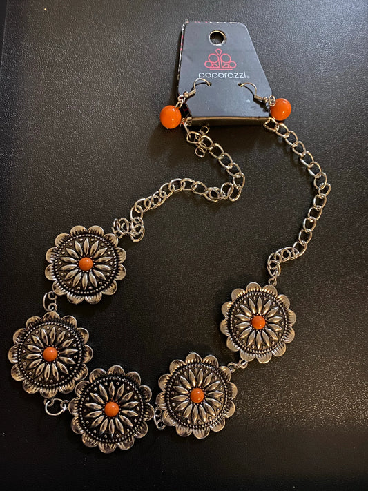 Medallions, Myself, and I Orange Necklace