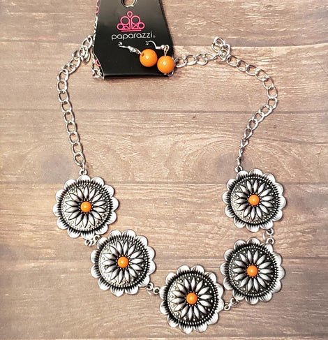 Medallions, Myself, and I Orange Necklace