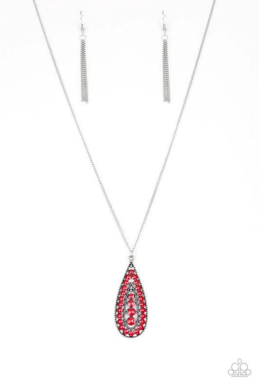 Tiki Tease Red Teardrop Necklace