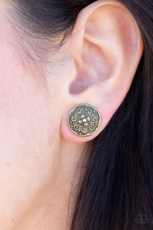 Garden Glee - Brass Post Earrings