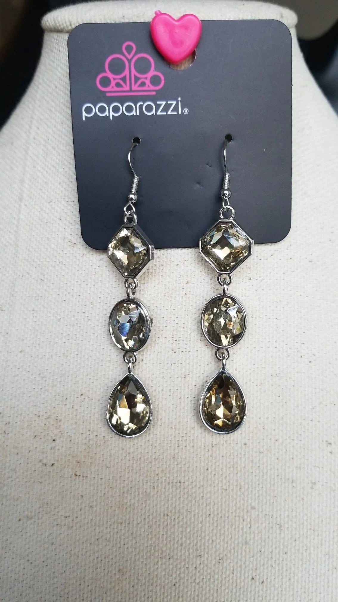Reflective Rhinestones Brown Earrings