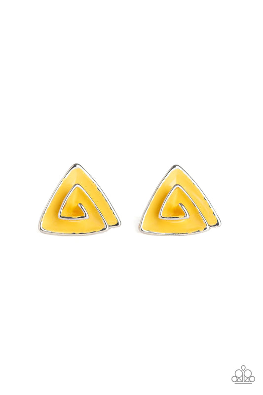 On Blast - Yellow Post Earrings