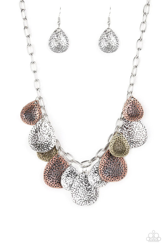 Storm Goddess - Multi Copper Brass Silver Teardrop Necklace
