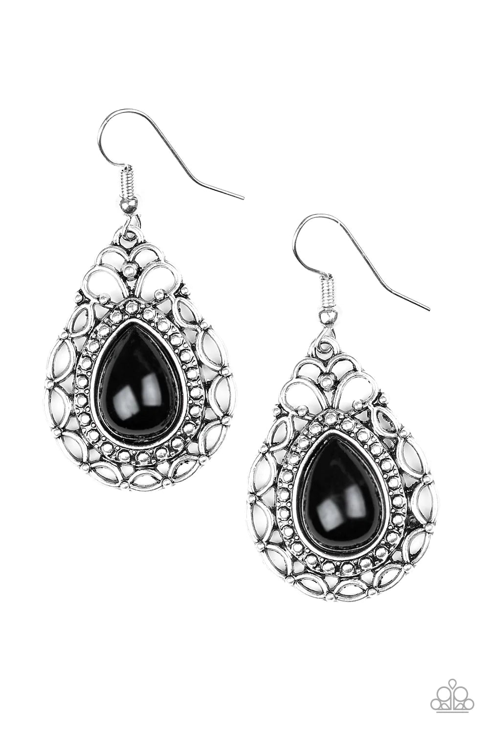 Flirty Finesse - Black Earrings