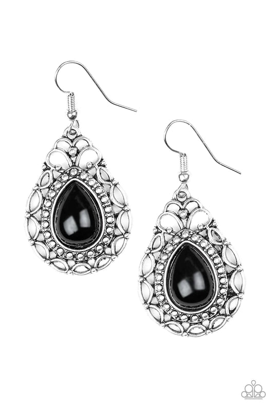 Flirty Finesse - Black Earrings