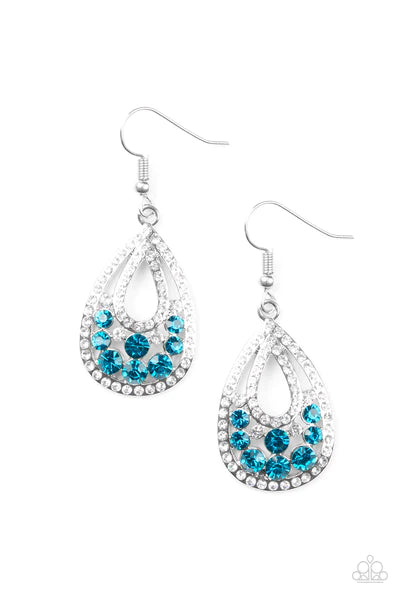 Sparkling Stardom- Blue Topaz Rhinestones Earrings