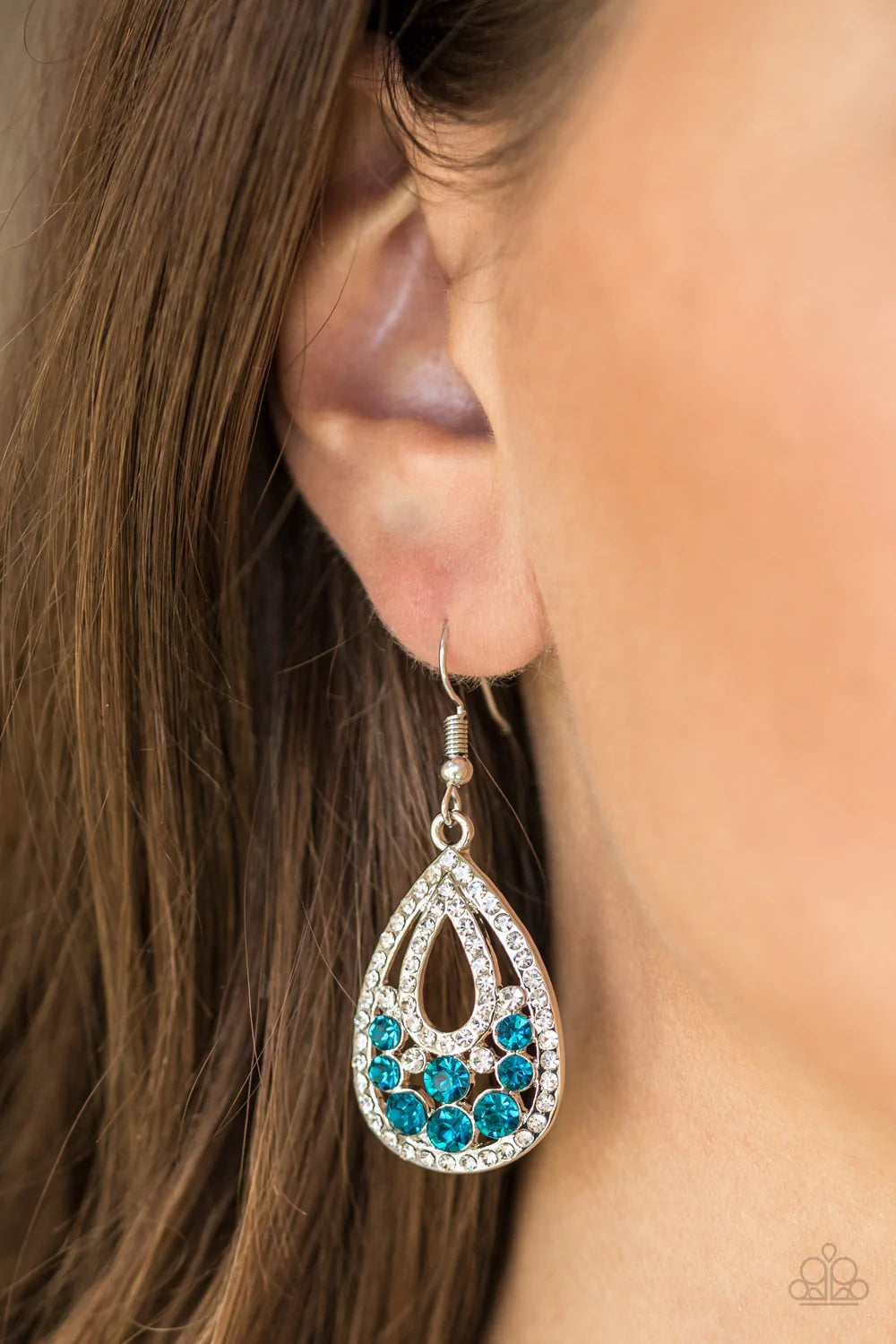 Sparkling Stardom- Blue Topaz Rhinestones Earrings