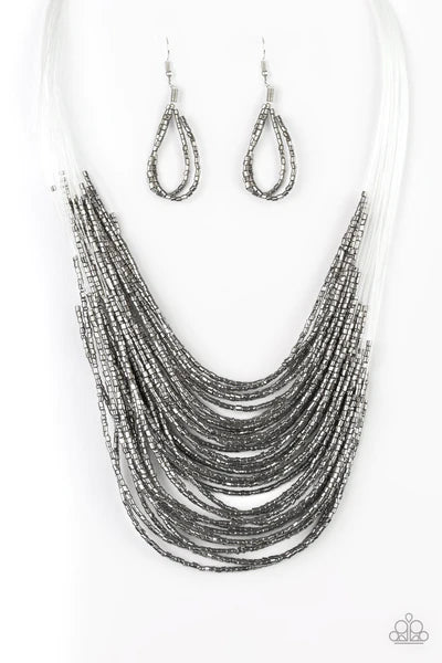 Catwalk Queen - Black/Gunmetal Necklace