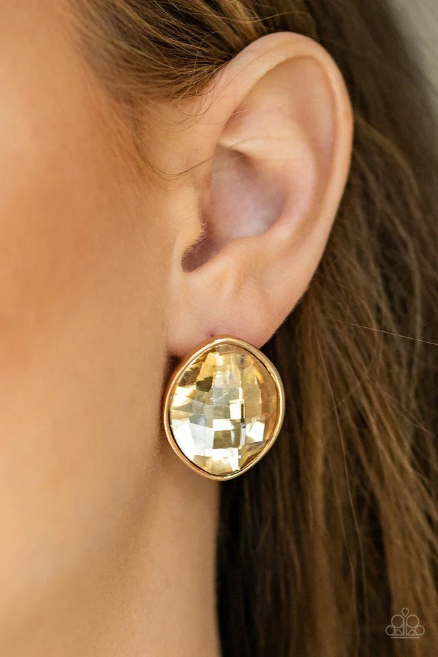 Movie Star Sparkle - Gold Post Earrings
