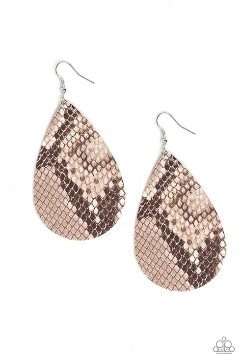 Hiss, Hiss - Brown Earrings