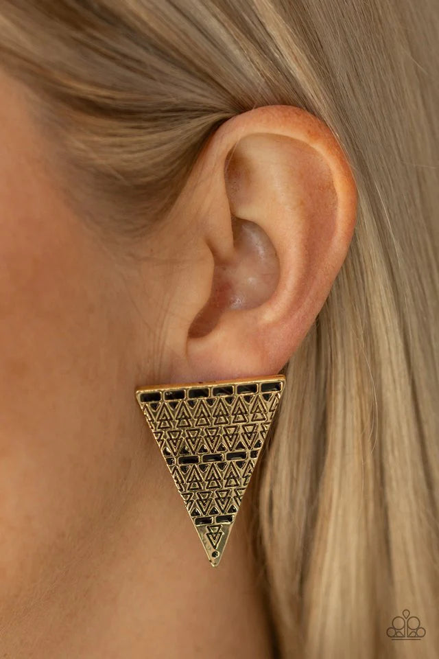 Terra Tricolor - Brass Post Earrings