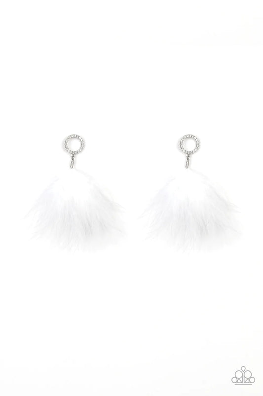 BOA Down - White Post Earrings