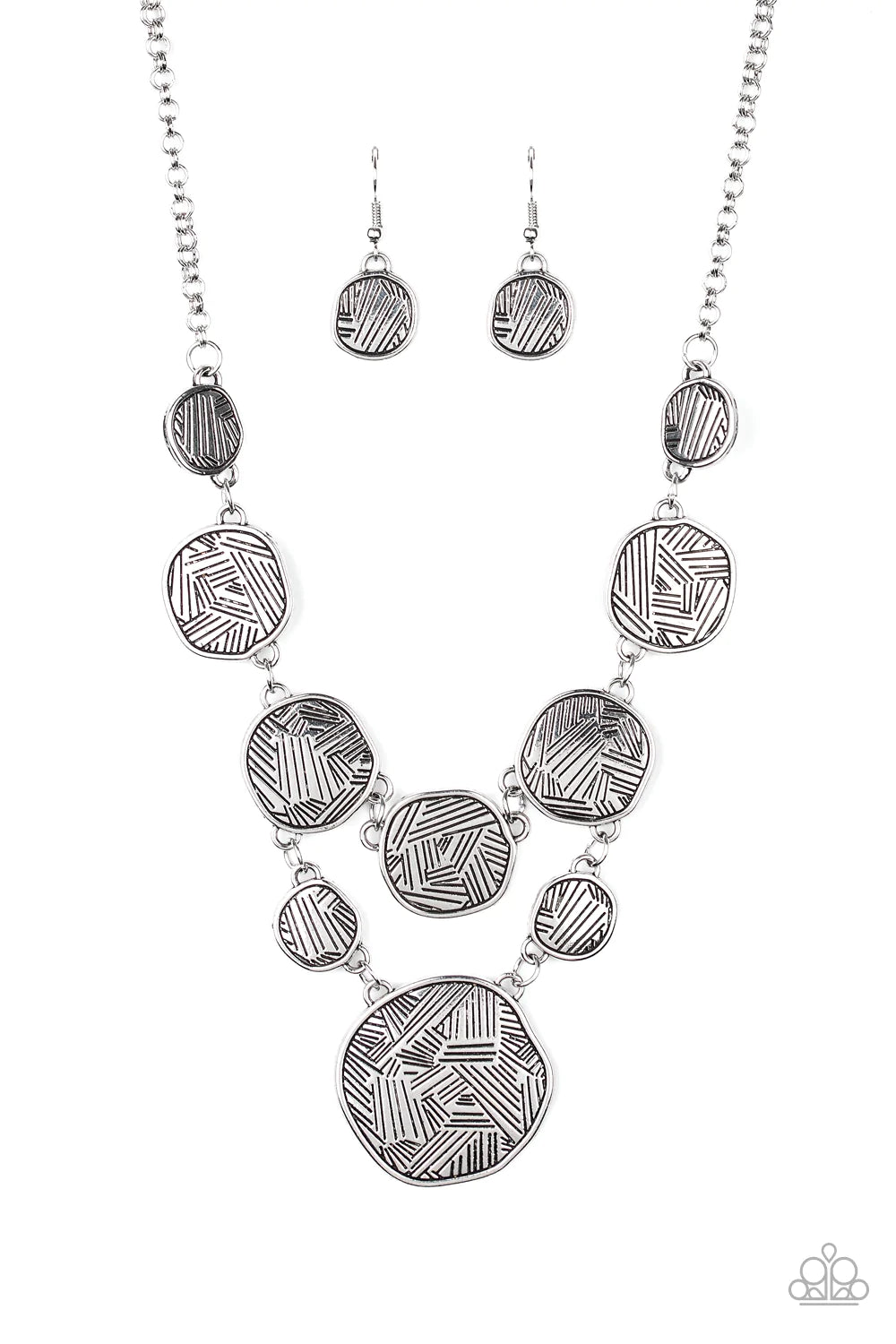 Metallic Patchwork - Silver Necklace