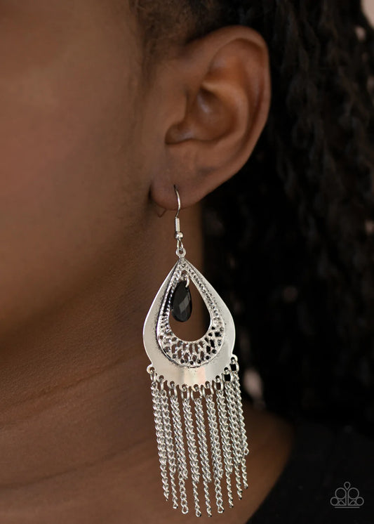 Scattered Storms - Black Earrings