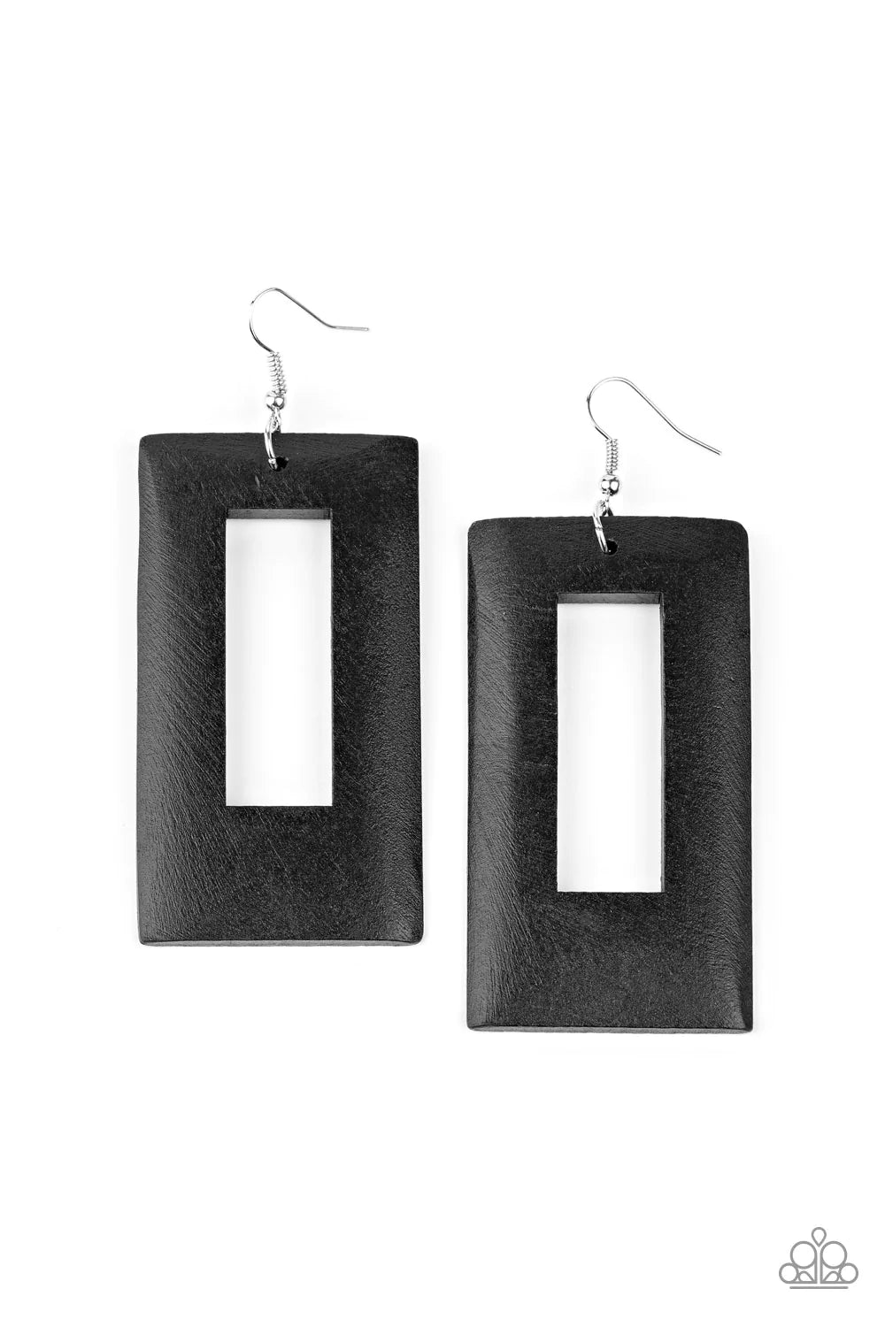 Totally Framed - Black Square Wood Earrings