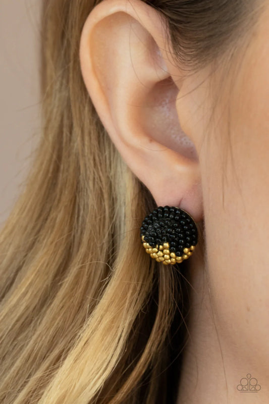 As Happy As Can BEAD - Black Post Earrings