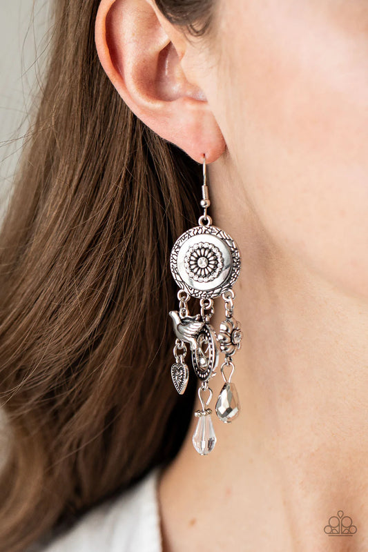 Springtime Essence - White Earrings