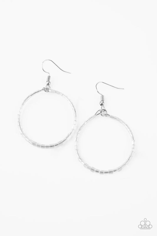 Colorfully Curvy - White  Earrings