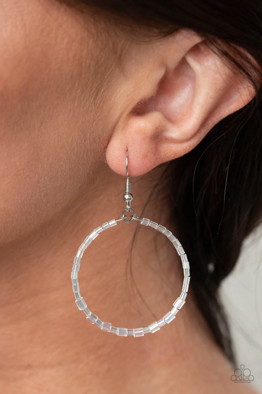 Colorfully Curvy - White  Earrings