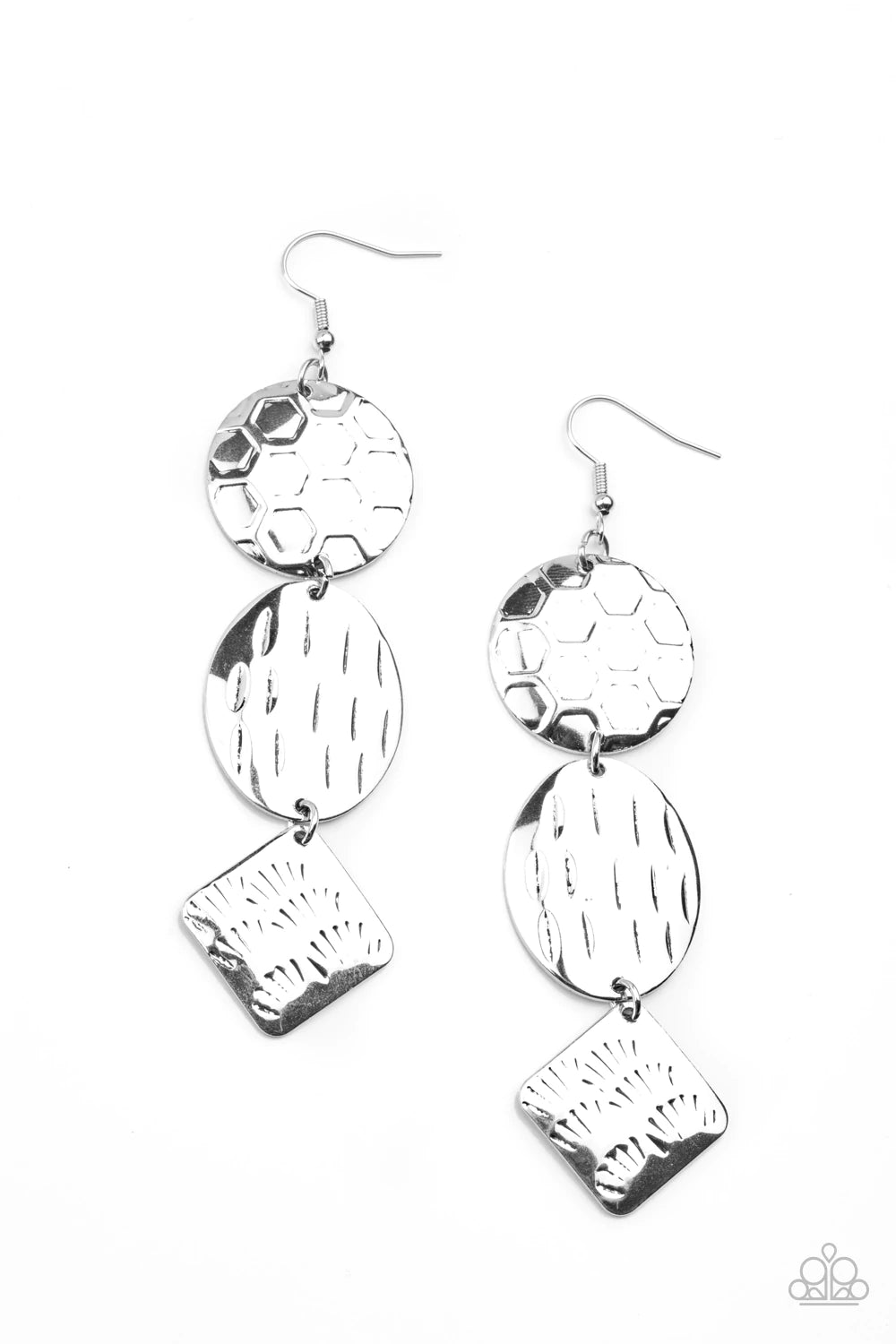 Mixed Movement - Silver Earrings