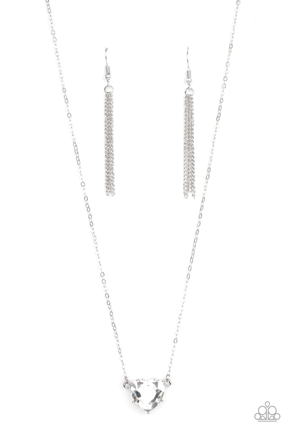 She Works HEART For The Money - White Necklace